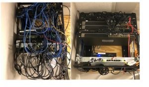 Telco closet before and after organization